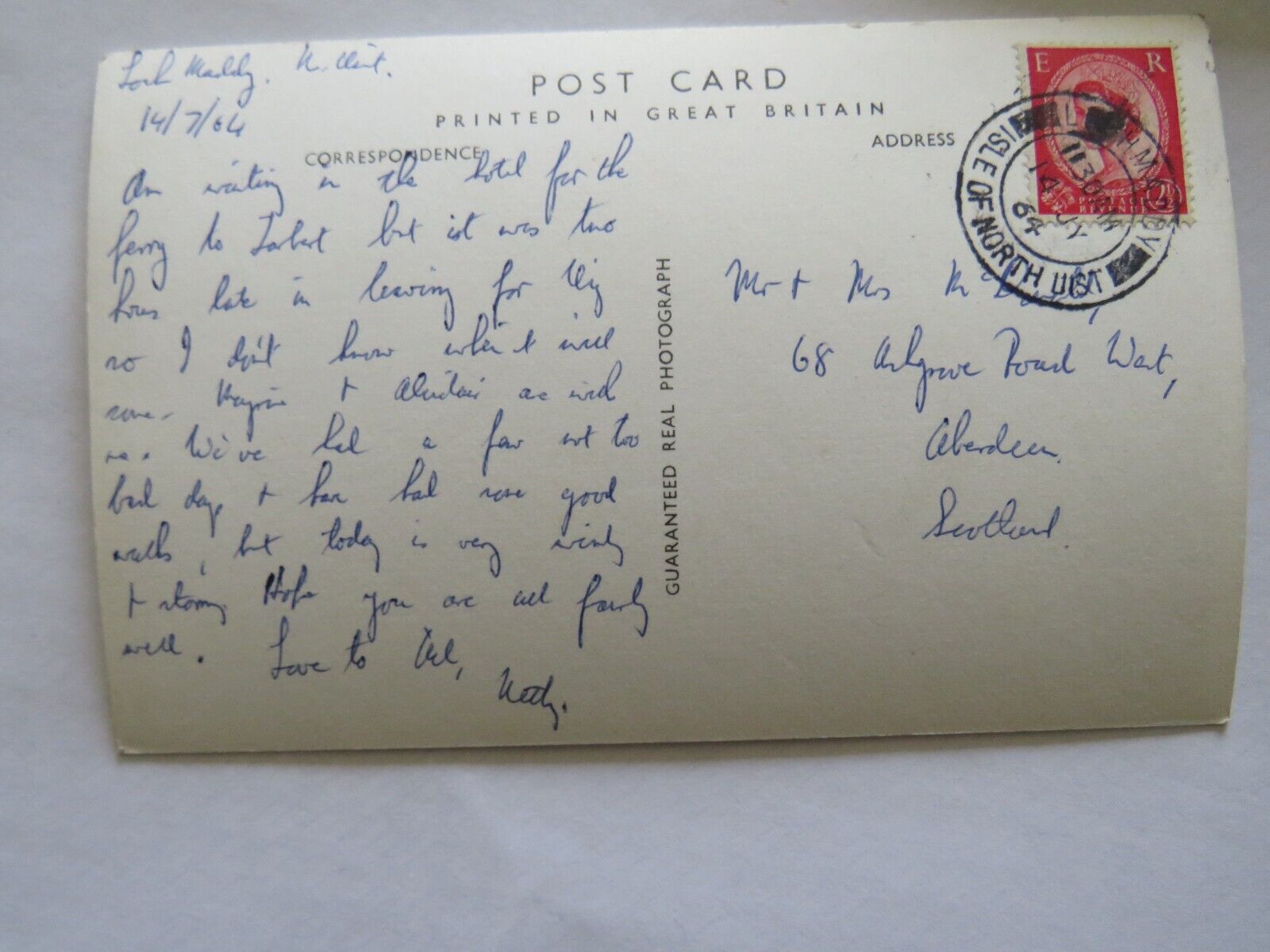Old Postcard of Lochmaddy Bay 1964  - Ref : 1009