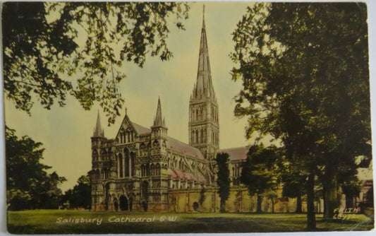 Old Postcard of Salisbury Cathedral SW - Ref : 1042