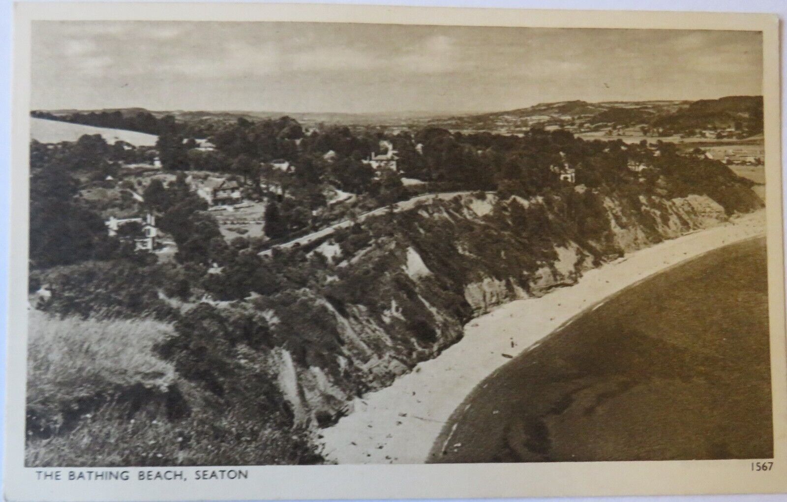 Old Postcard of The Bathing Beach, Seaton , Devon