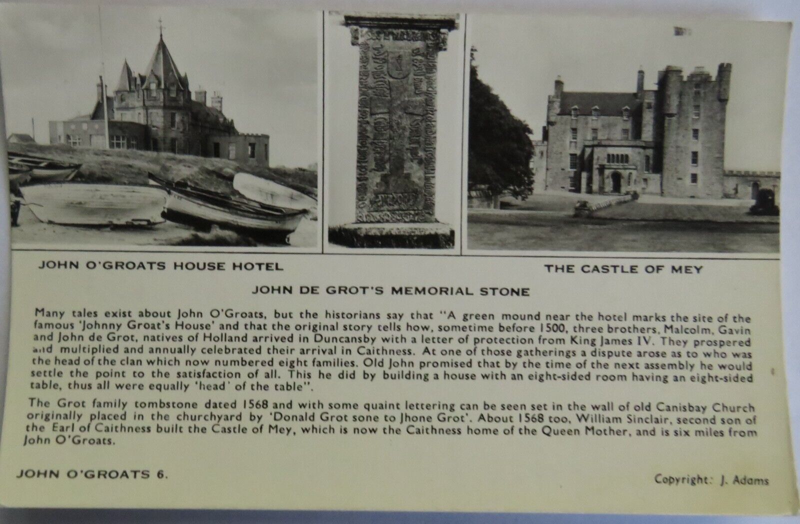Old Postcard of John De Grot's Memorial Stone - Ref : 1037