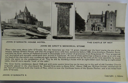 Old Postcard of John De Grot's Memorial Stone - Ref : 1037