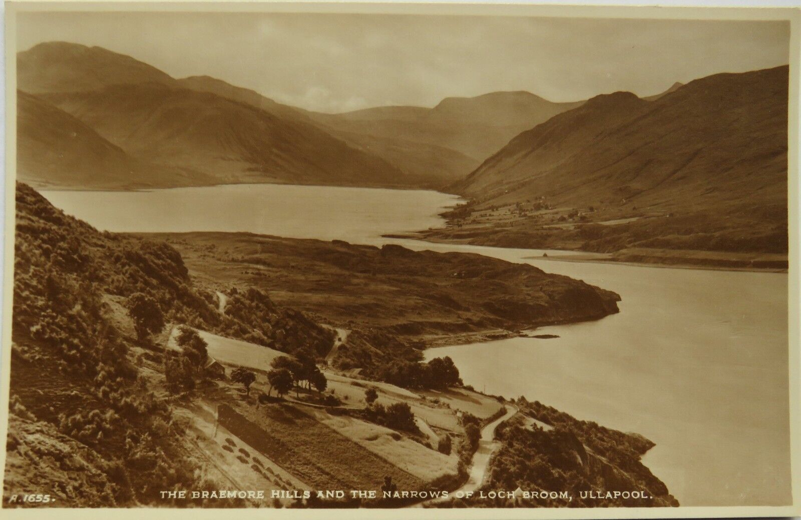 Old Postcard of The Braemore Hills and the Narrows of Loch Broom, Ullapool