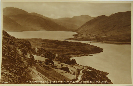 Old Postcard of The Braemore Hills and the Narrows of Loch Broom, Ullapool