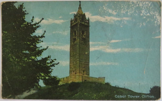 Old Antique Postcard of Cabot Tower, Clifton 1908 - Ref : 1038