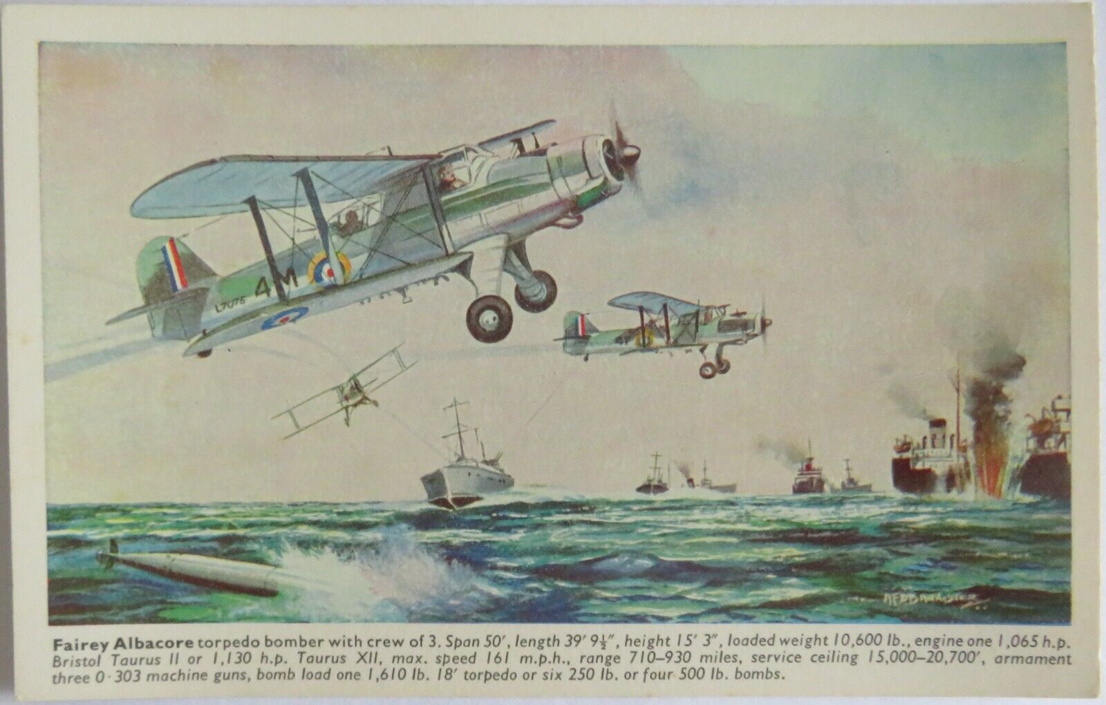 Old Postcard of Fairey Albacore  - Ref  : 1019