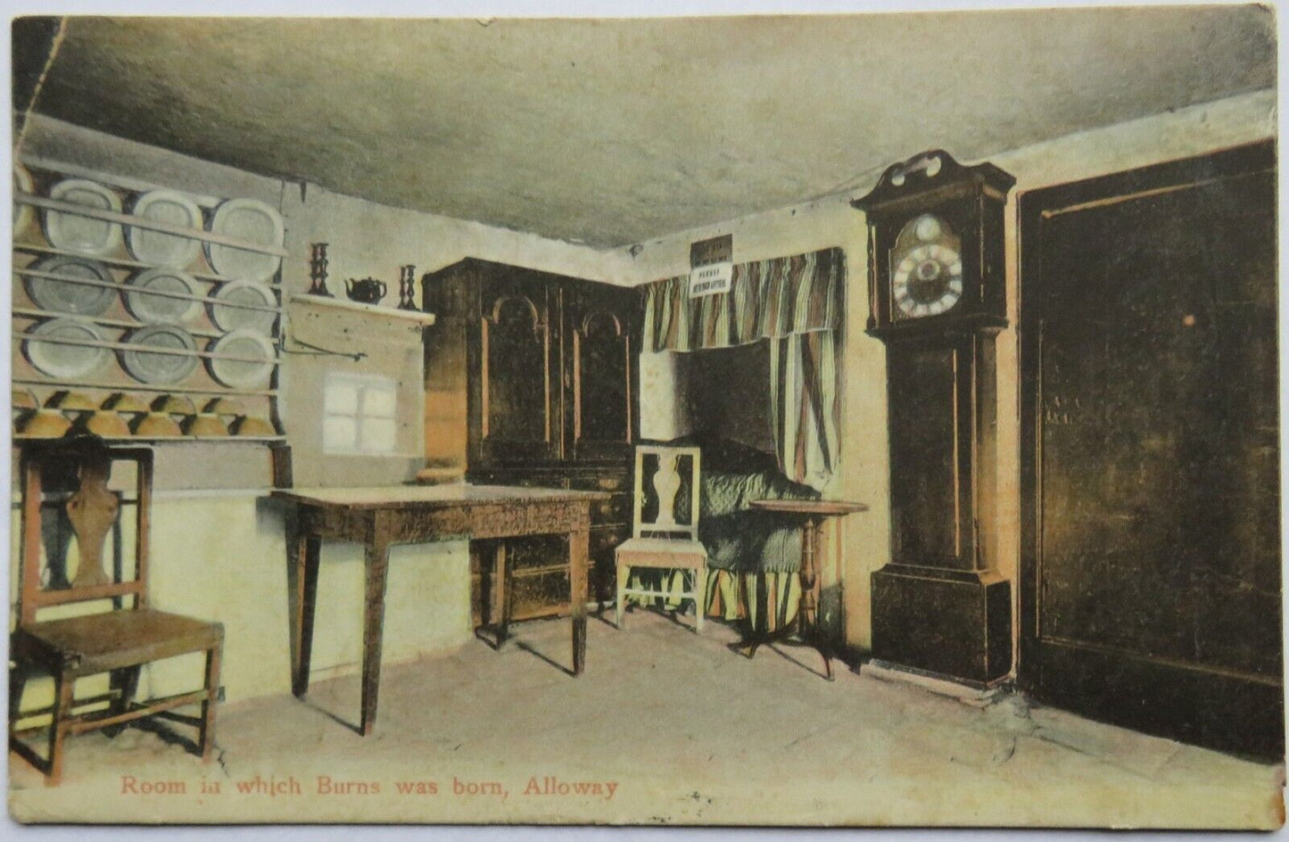 Old Postcard of Room in which Burns was Born, Alloway, 1905