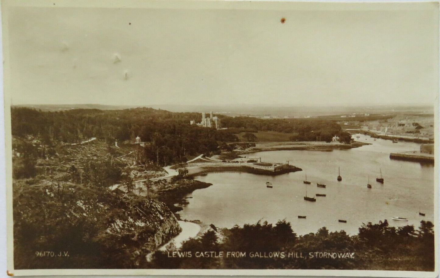 Old Postcard of Lewis Castle From Gallows Hill, Stornoway 1930 - Ref : 1002