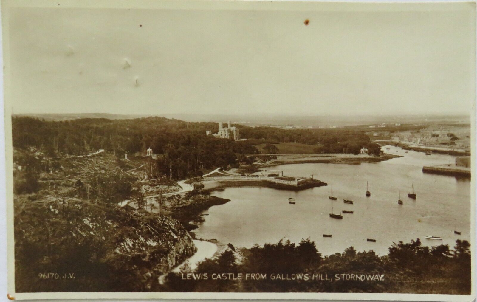 Old Postcard of Lewis Castle From Gallows Hill, Stornoway 1930 - Ref : 1002