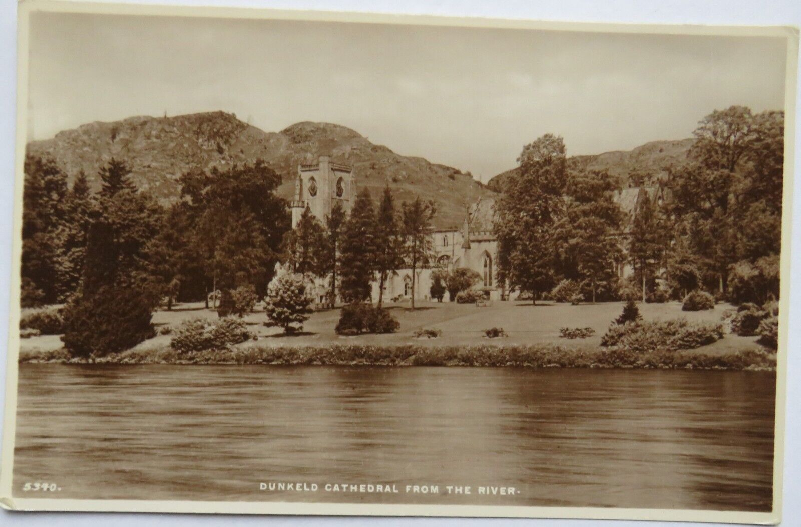 Old Postcard of Dunkeld Cathedral from the River