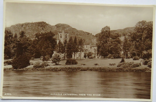 Old Postcard of Dunkeld Cathedral from the River