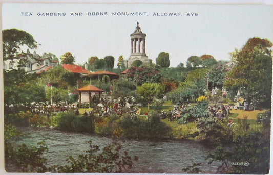 Old Postcard of Tea Gardens and Burns Monument, Alloway, Ayr - Ref : 1024
