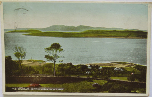 Old Postcard of The Cumbraes, Bute & Arran From Largs 1931 - Ref : 1002