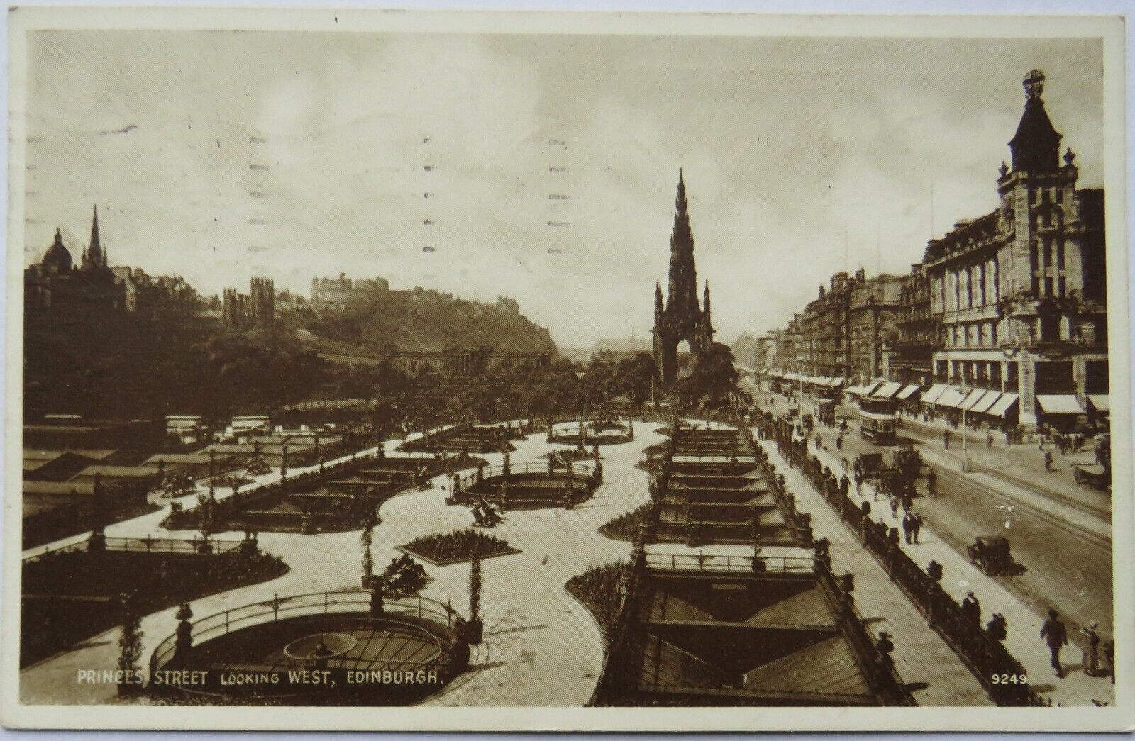 Old Postcard of Princes Street Looking West, Edinburgh, 1939