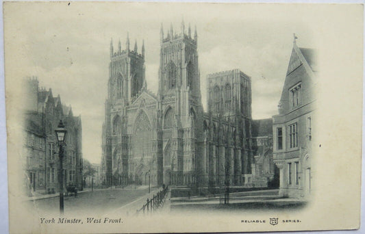 Old Postcard of York Minster, West Front 1904