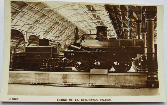 Old Postcard of Engine No. 25, Darlington Station