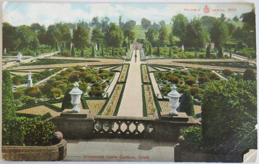 Old Postcard of Drummond Castle Gardens, Crieff 1910 - Ref : 1024