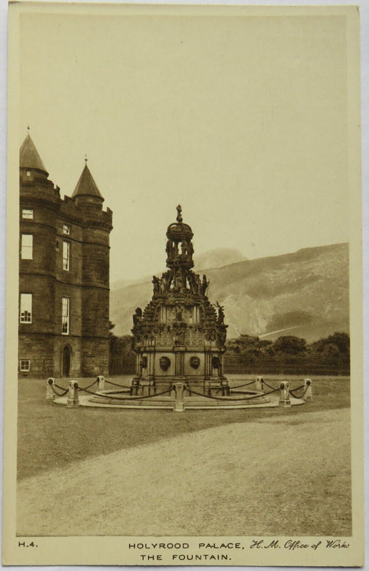 Old Postcard of Holyrood Palace, The Fountain, H. M. Office of Works