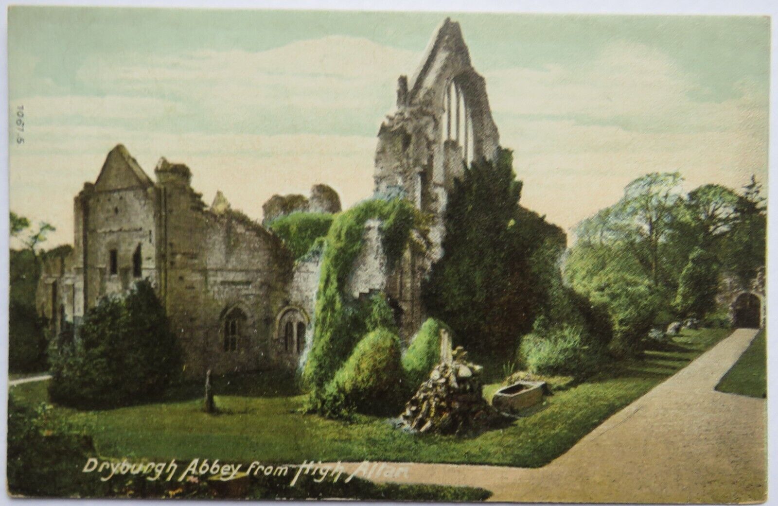 Old Postcard of Dryburgh Abbey from High Altar