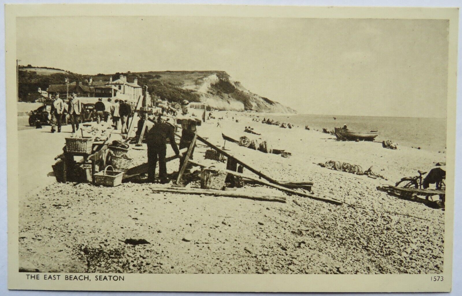 Old Postcard of  The Beach, Seaton