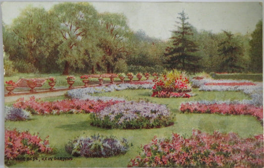 Old Postcard of Flower Beds, Kew Gardens  - Ref : 1016