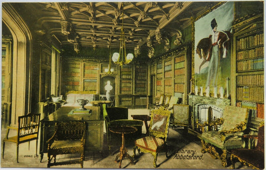 Old Postcard of The Library, Abbotsford