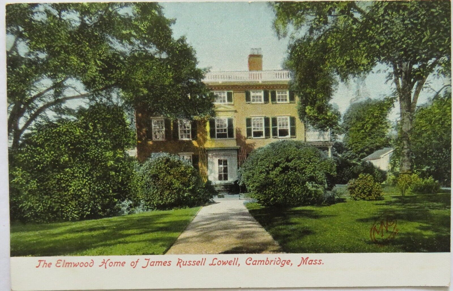 Old Postcard The Elmwood Home of James Russell Lowell Cambridge Mas - Ref : 1008