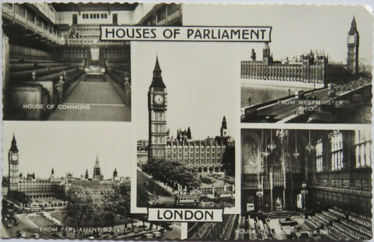Old Postcard of Houses of Parliament London 1962 - Ref : 1034