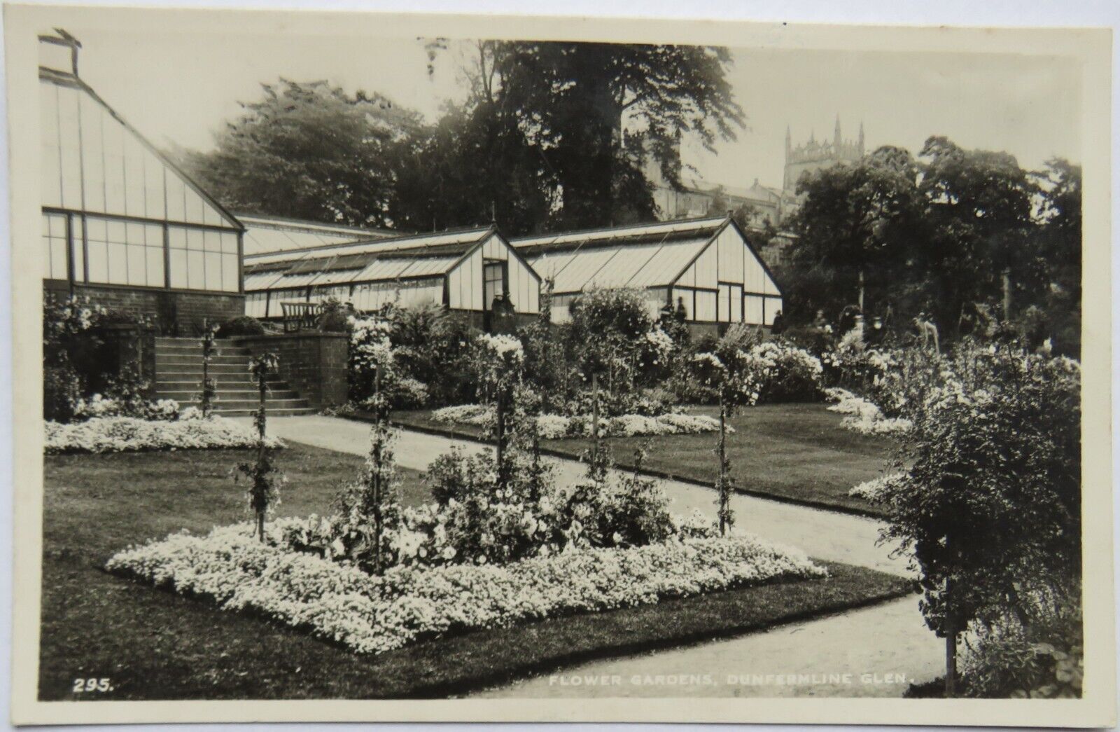 Old Postcard of Flower Gardens, Dunfermline Glen