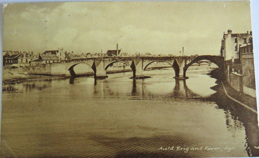 Old Postcard of Auld Brig and River, Ayr 1955 - Ref : 1029