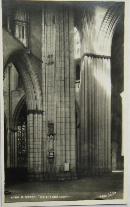 Old Postcard of York Minster "Height and Light" 1960