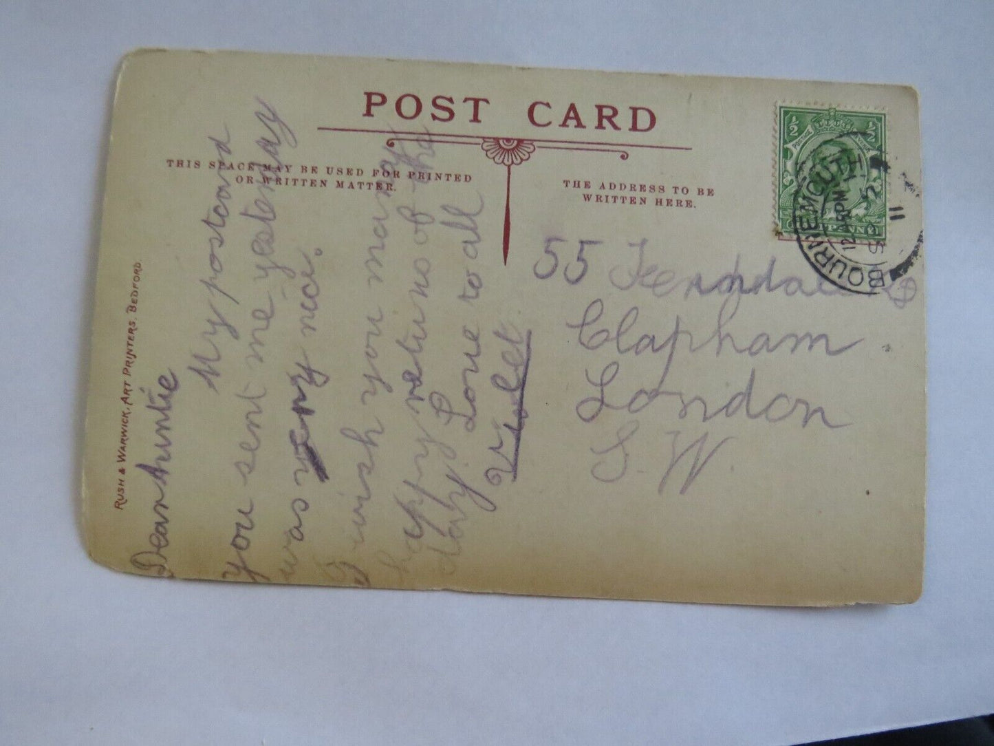 Old Antique Postcard of The Globe Swanage 1911 - Ref : 1038