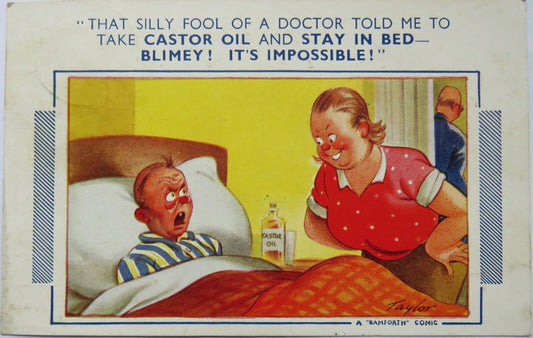 Old Comical Postcard 1955 " That Silly Fool of a Doctor Told me To Stay In Bed..