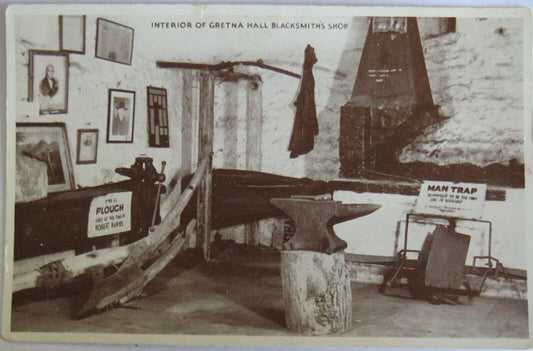 Old Postcard of Interior of Gretna Hall Blacksmiths Shop - Ref : 1028