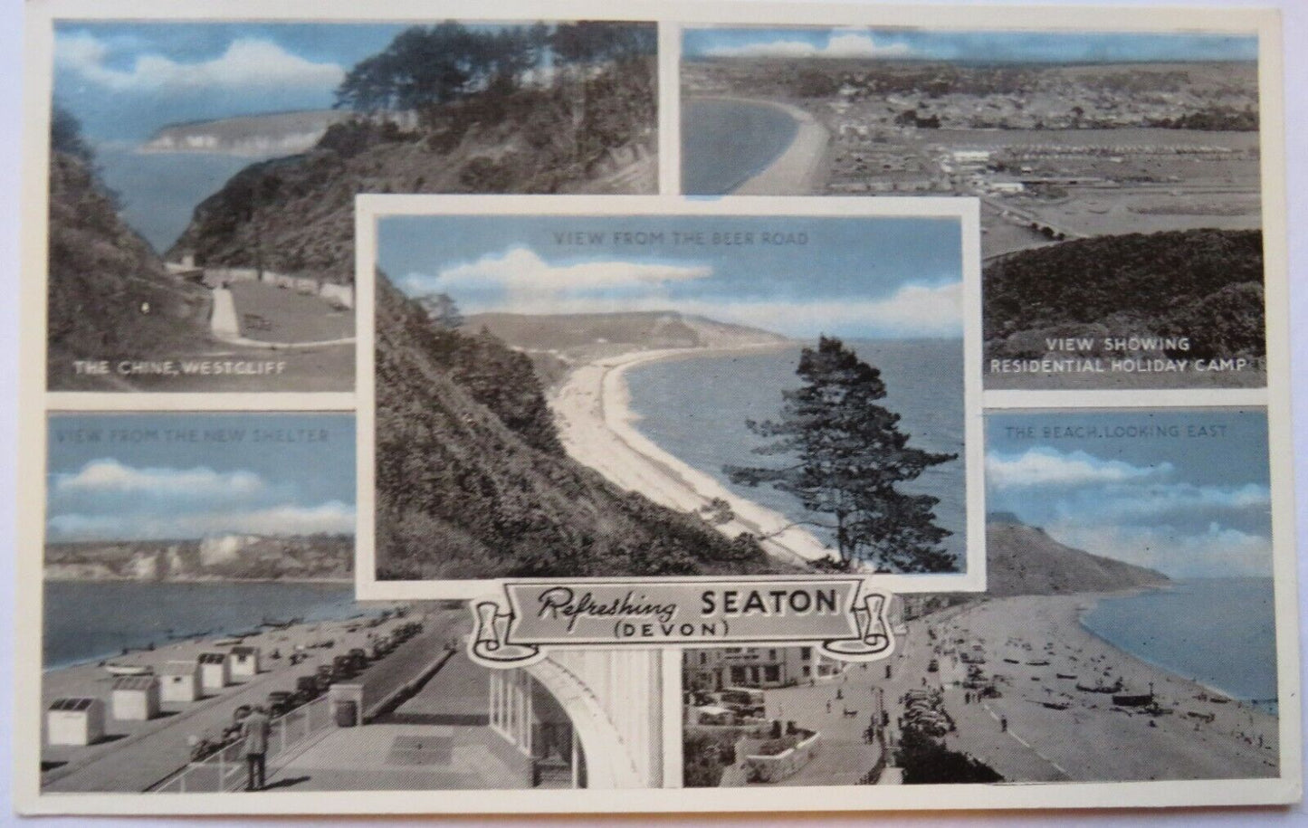 Old Multiview Postcard of Seaton (Devon)