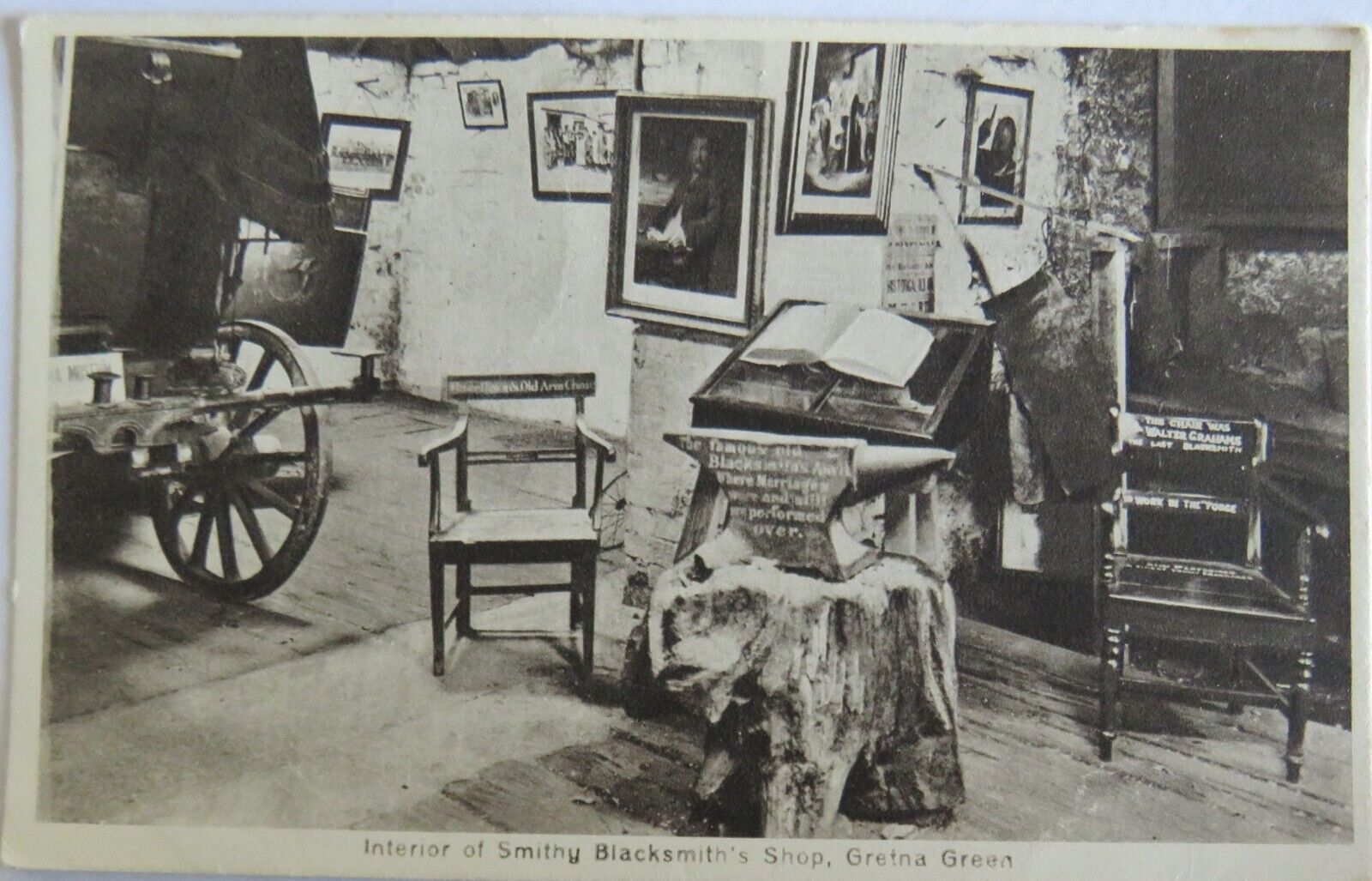 Old Postcard of Interior of Smithy Blacksmith's Shop, Gretna Green - Ref : 1028