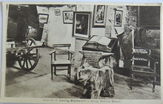 Old Postcard of Interior of Smithy Blacksmith's Shop, Gretna Green - Ref : 1028
