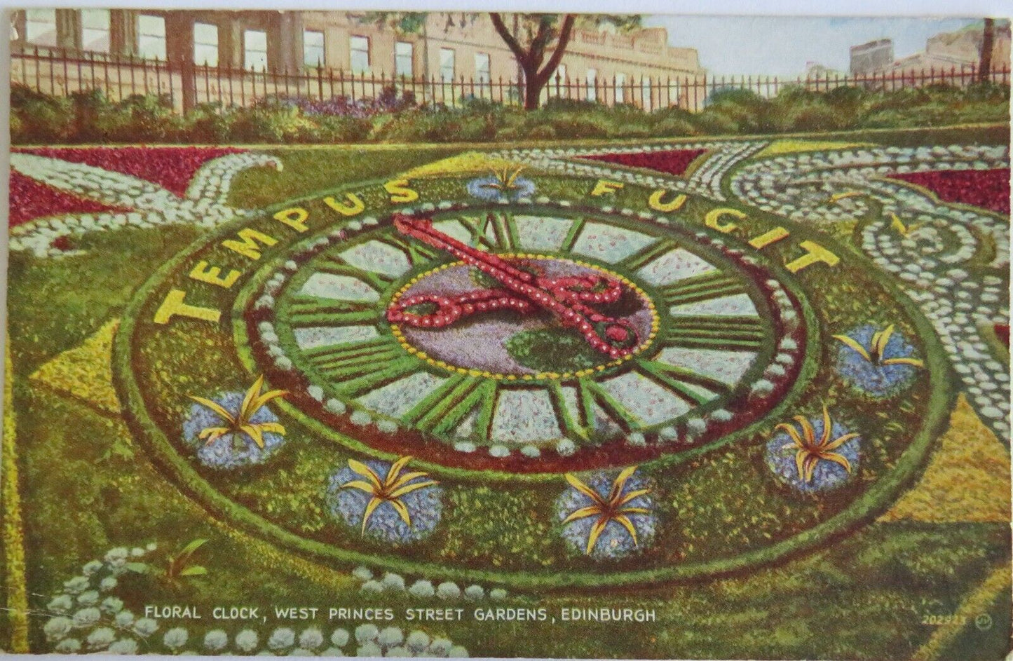 Old Postcard of Floral Clock, West Princes Street Gardens, Edinburgh- Ref : 1024