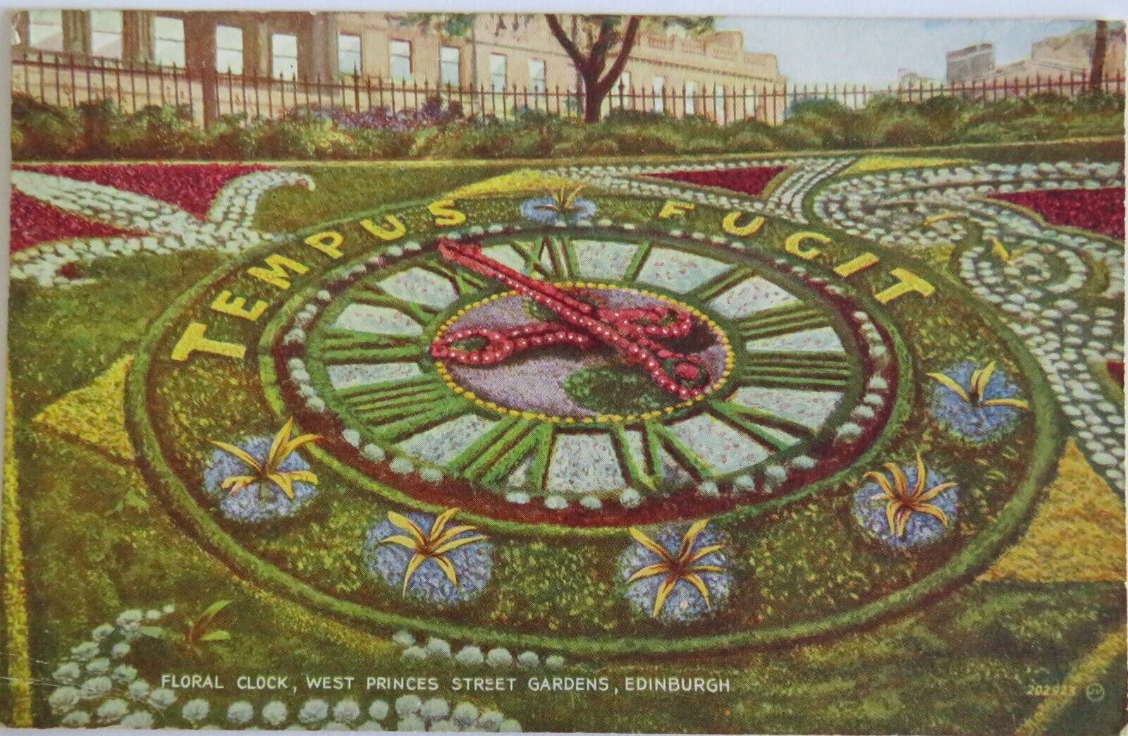 Old Postcard of Floral Clock, West Princes Street Gardens, Edinburgh- Ref : 1024