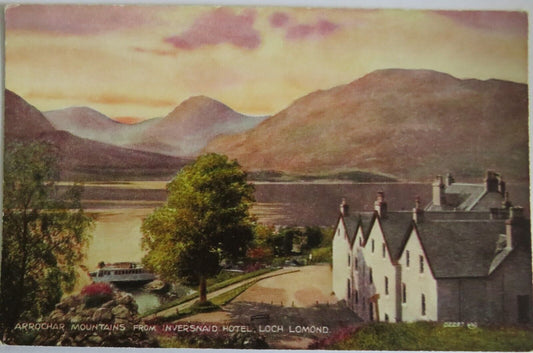 Old Postcard of Arrochar Mountains From Inversnaid Loch Lomond - Ref : 1042