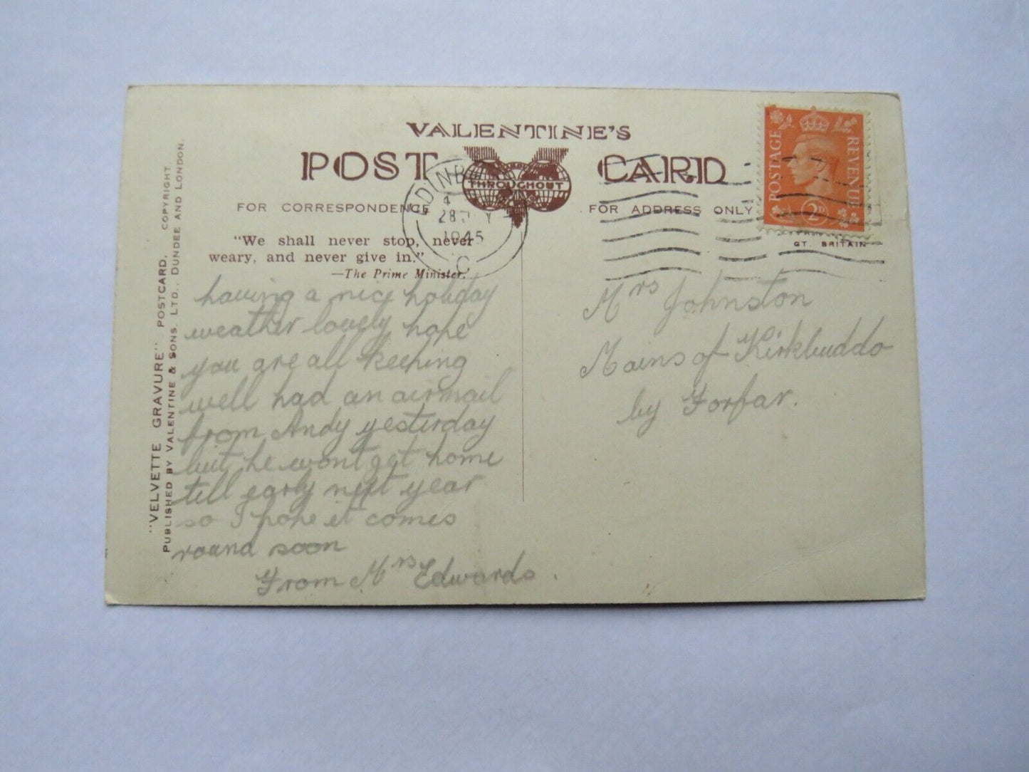 Old Postcard of The Scottish American War Memorial, Edinburgh, 1945