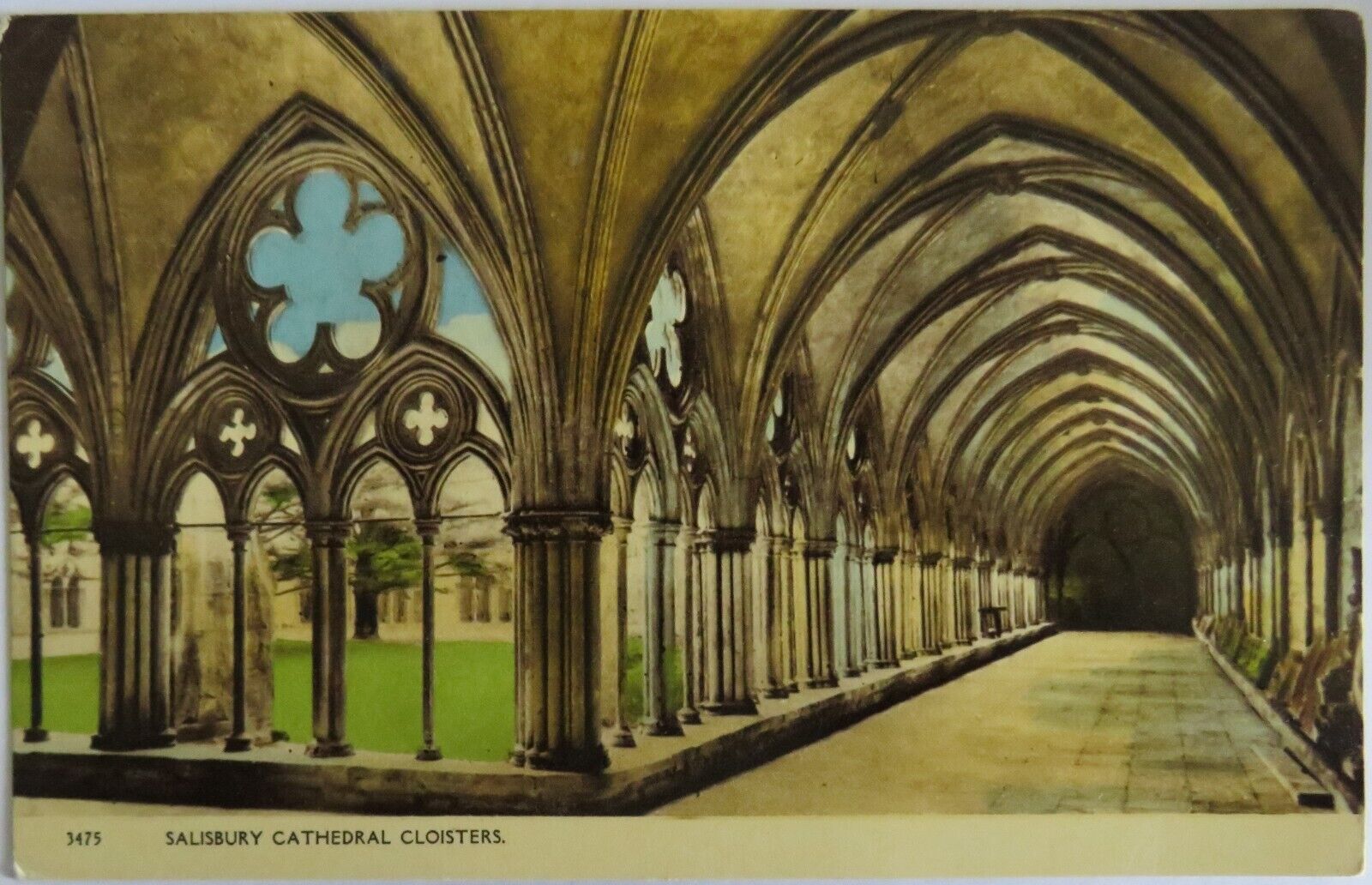 Old Postcard of Salisbury Cathedral Cloisters - Ref : 1042