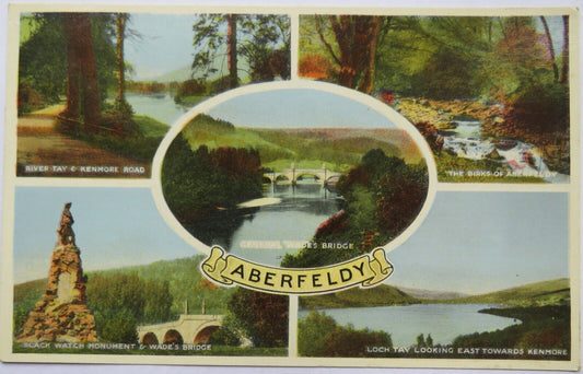 Old Multiview Postcard of Aberfeldy 1950's