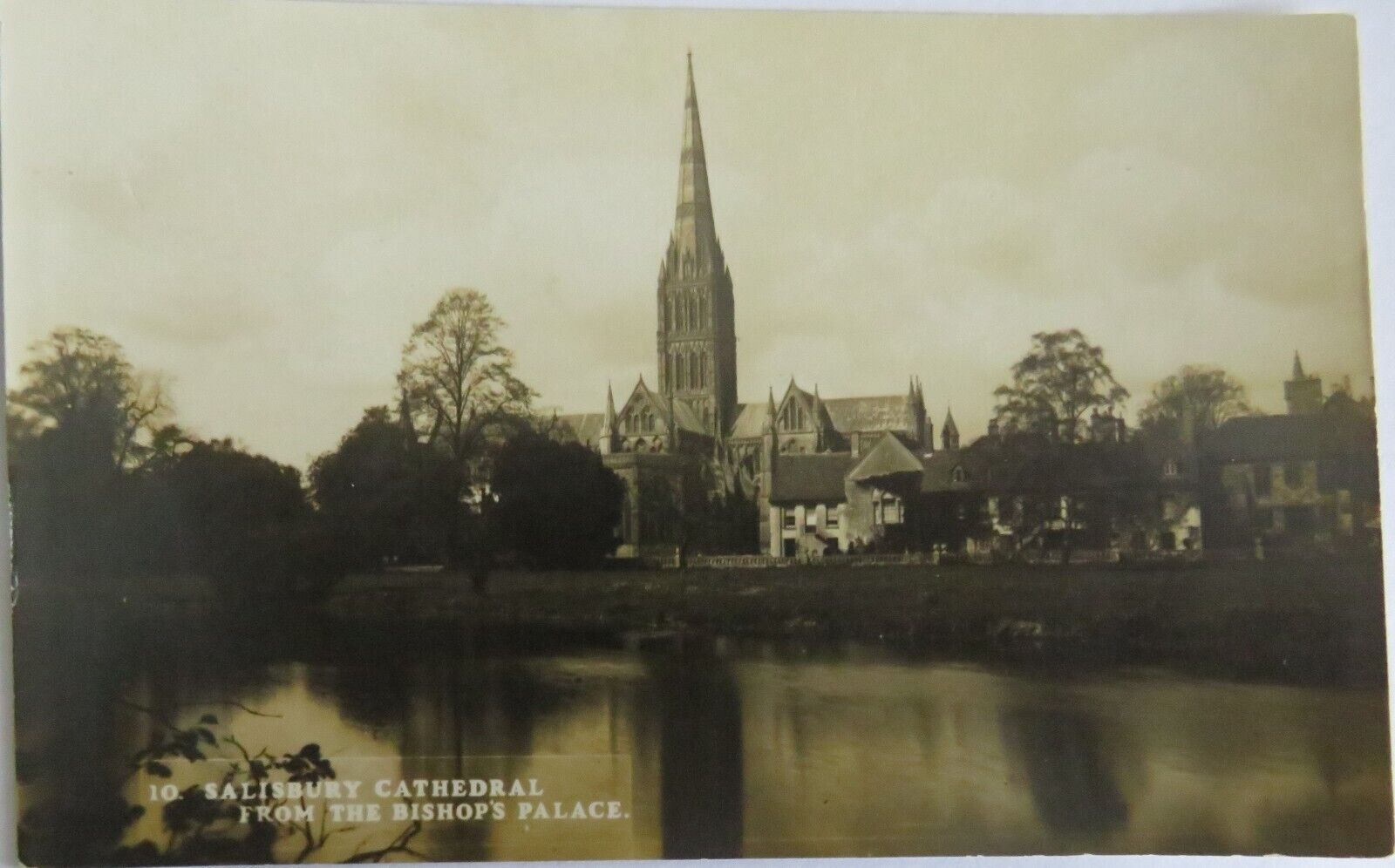 Old Postcard of Salisbury Cathedral From The Bishops Palace - Ref : 1042