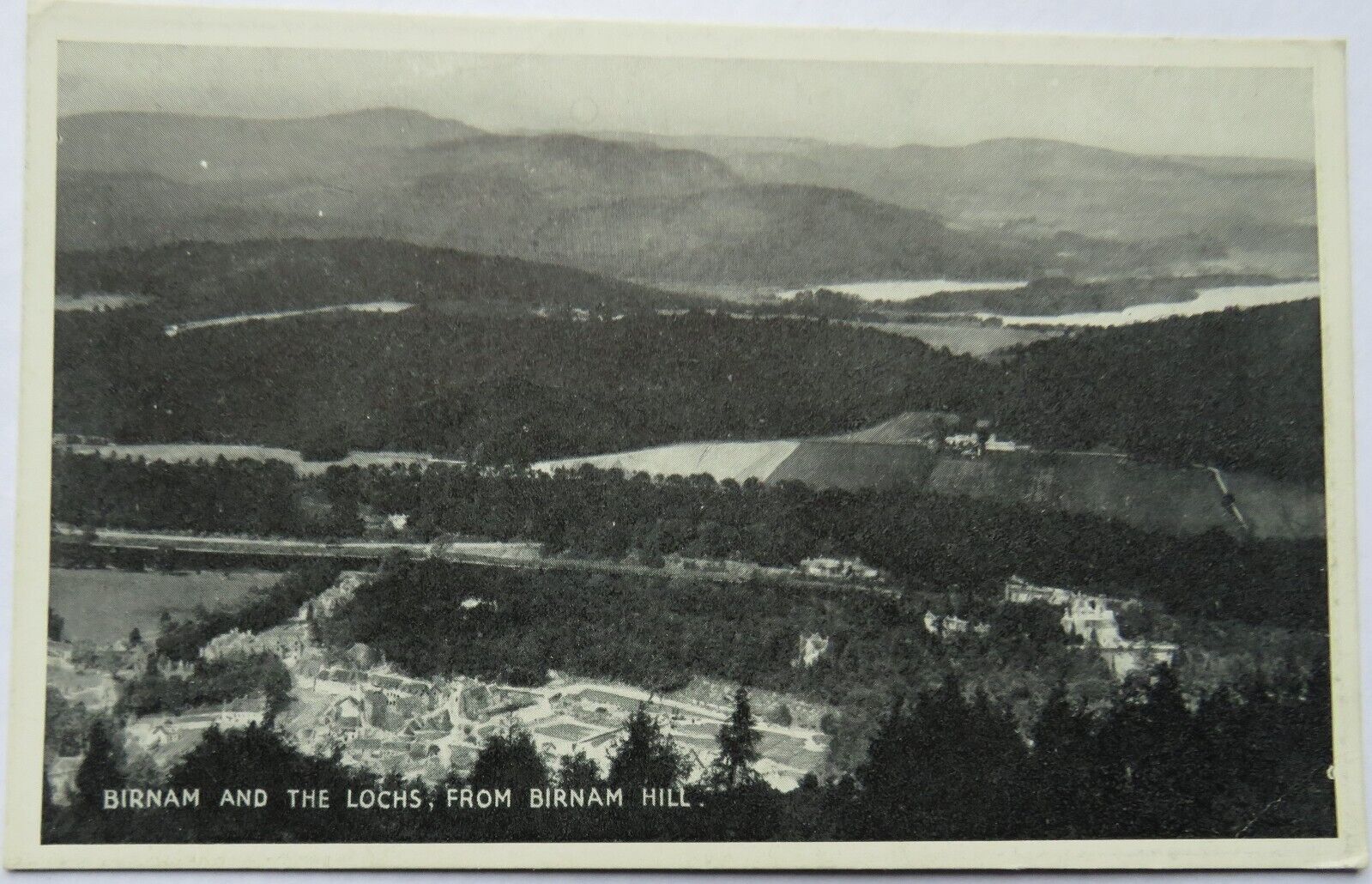 Old Postcard of Birnam and the Lochs, From Birnam Hill