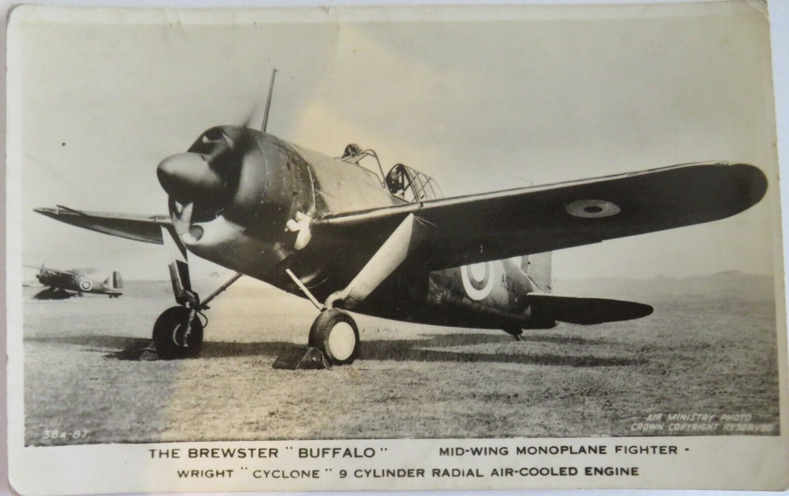 Old Postcard Of The Brewster "Buffalo" Mid-Wing Monoplane Fighter  -  Ref : 1014
