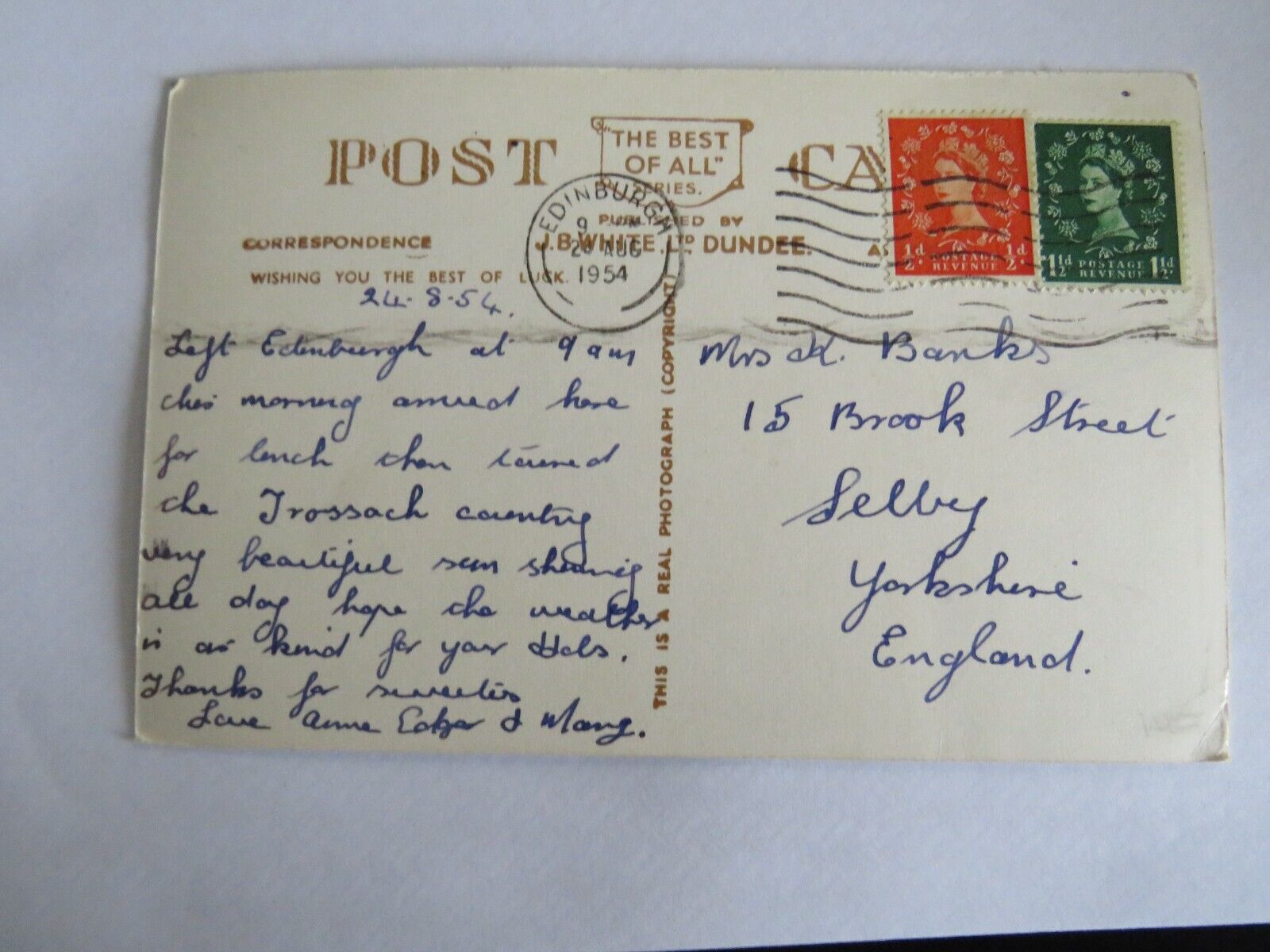 Old Postcard of The Pass of Leny, Callander 1954 - Ref :1043