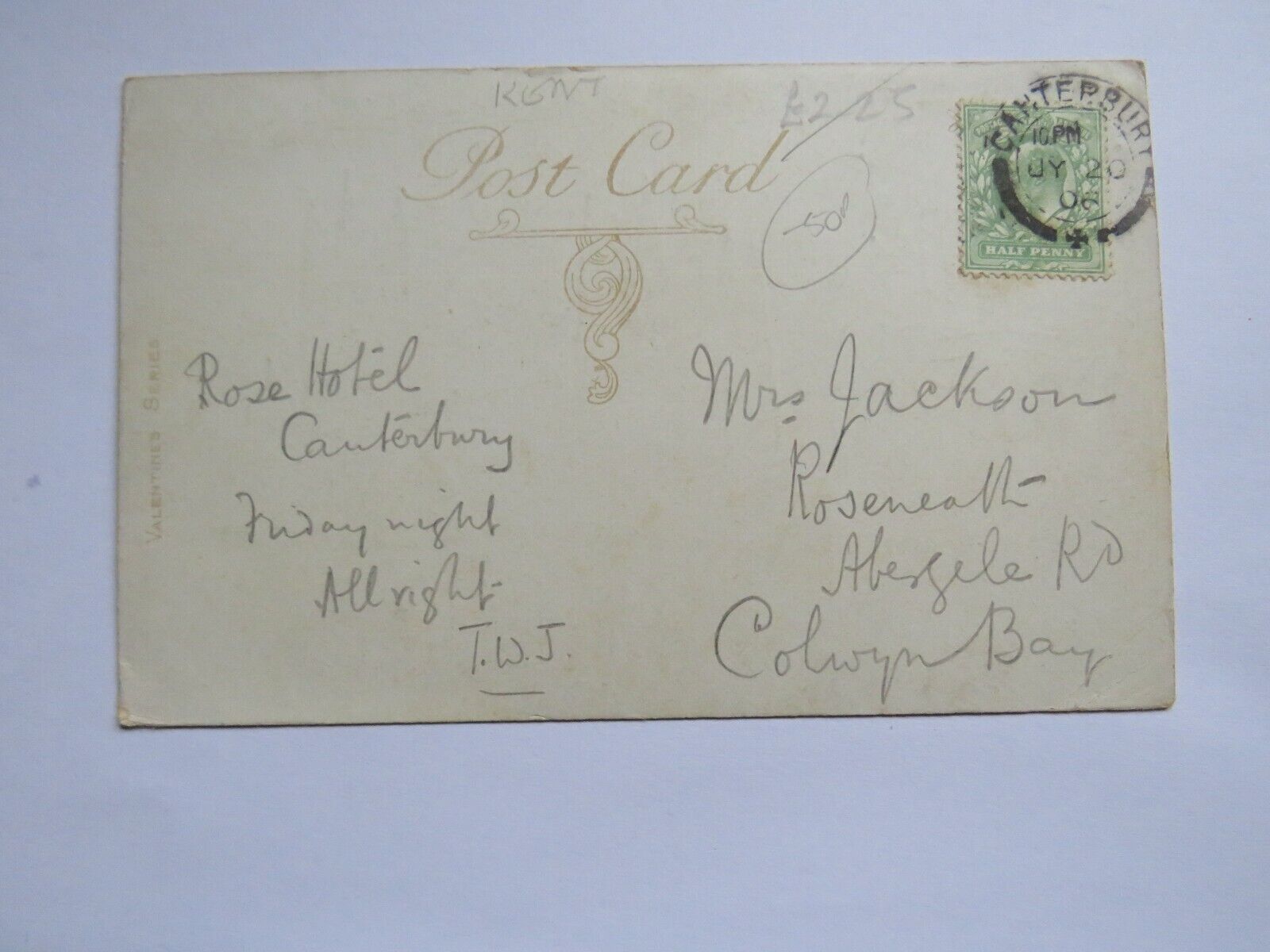 Old Postcard of Canterbury Cathedral 1906 - Ref : 1036