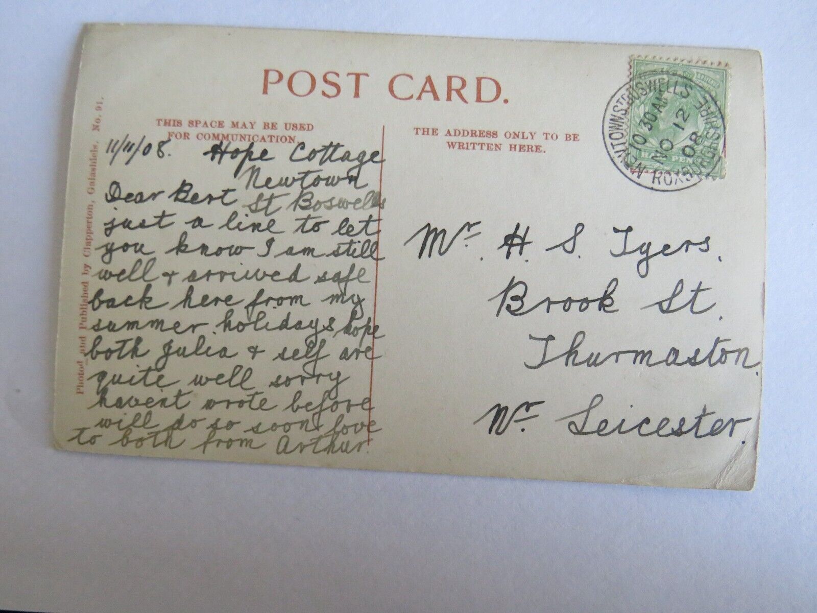 Old Postcard On The Leader At Drygrange Nr. Melrose 1908 - Ref : 1028