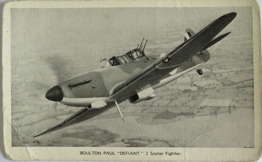 Old Postcard of Boulton Paul "Defiant" 2 Seater Fighter - Ref  : 1019
