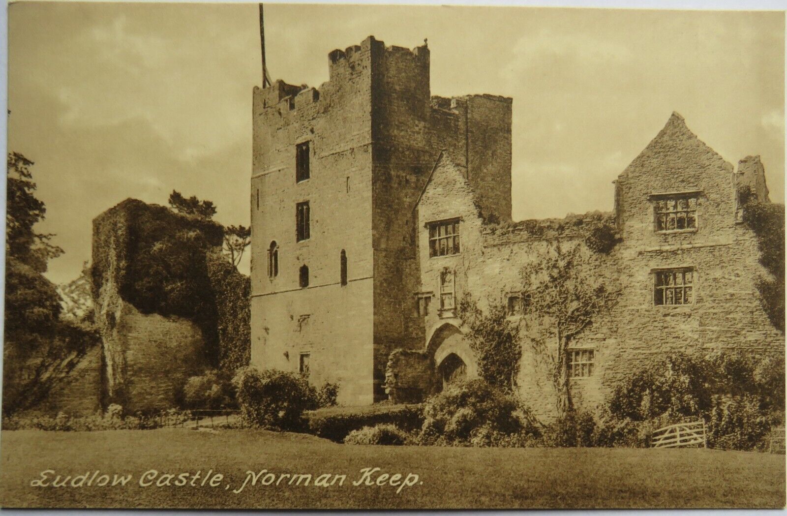 Old Postcard of Ludlow Castle, Norman Keep